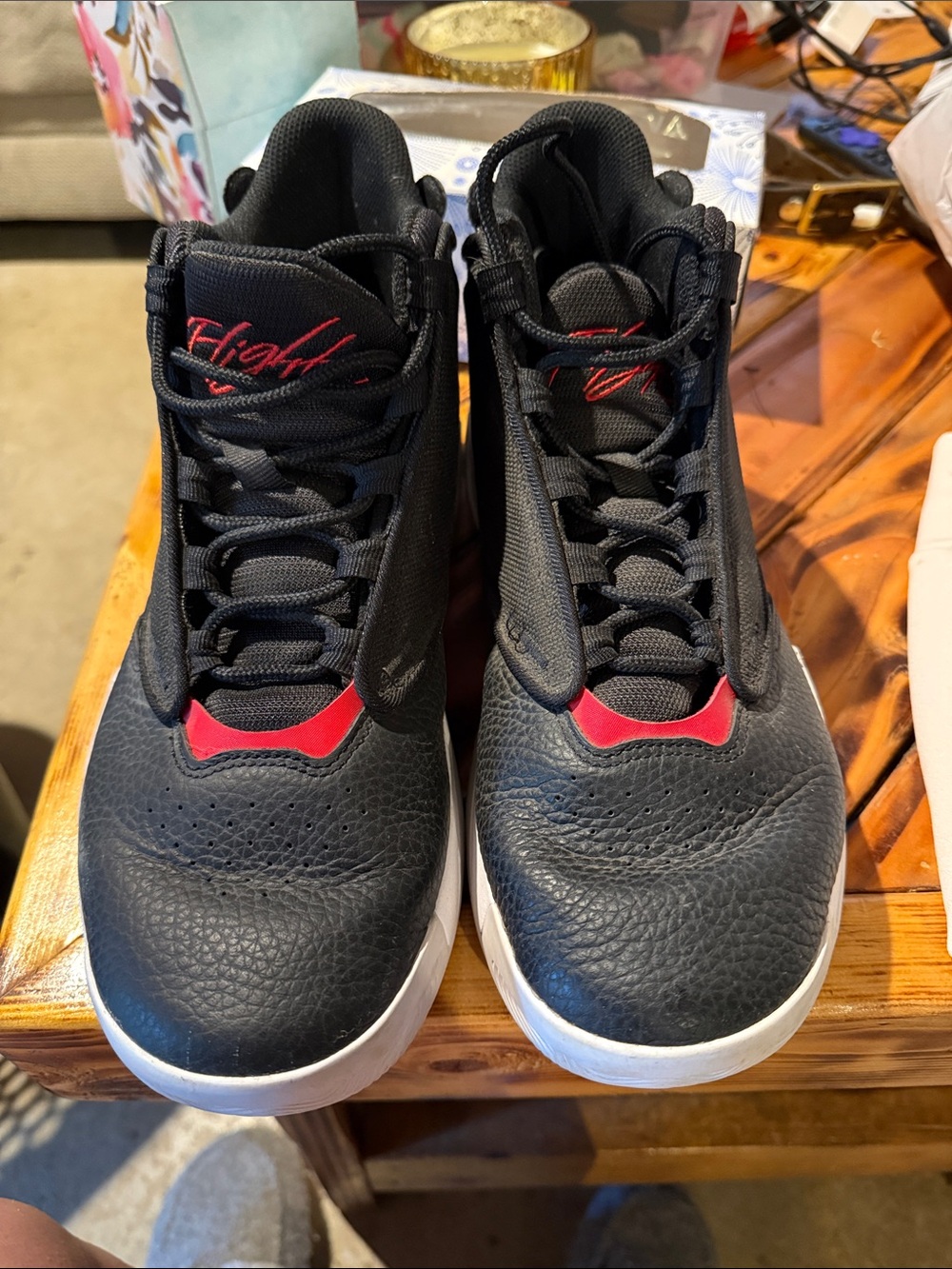 Men’s Black and Red 'Flight' High-Top Jordan Max Aura 4 Sneakers